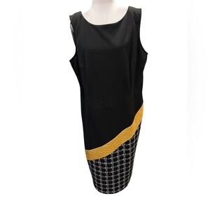 Maya Brooke Chic Black and Gold Sleeveless Dress size 18